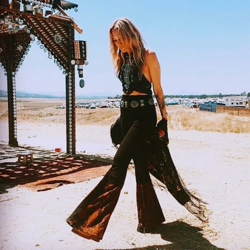 PETITE LENGTH Tie Dye Bell Bottoms - Bellbottoms - Cotton Yoga Flare Leg Pants - Picture 2 of 9